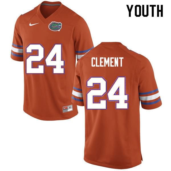 Youth NCAA Florida Gators Iverson Clement #24 Stitched Authentic Nike Orange College Football Jersey EYK3665YV